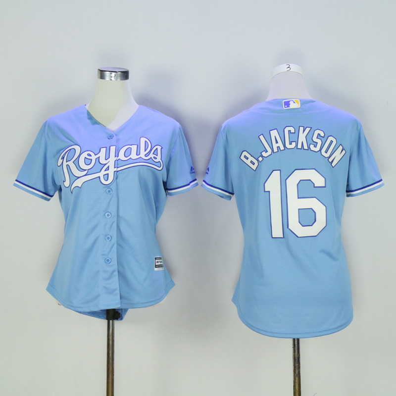 Women Kansas City Royals #16 B.Jackson Light Blue MLB Jerseys